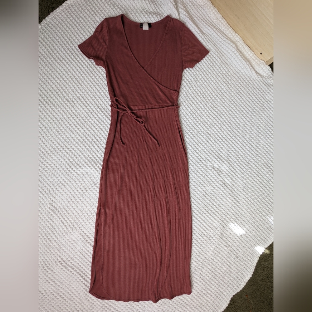 MRT 1030 Faux Wrap Dress with Slit